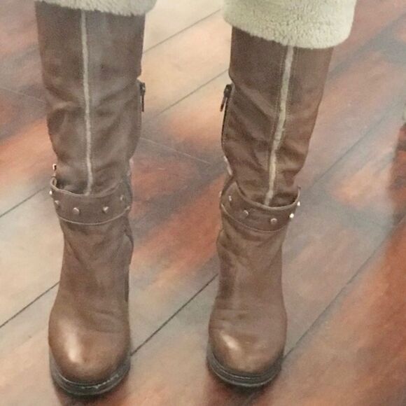 NAPOLEONI fur lined cognac leather MADE IN ITALY BOOTS, size 6 - Picture 8 of 9